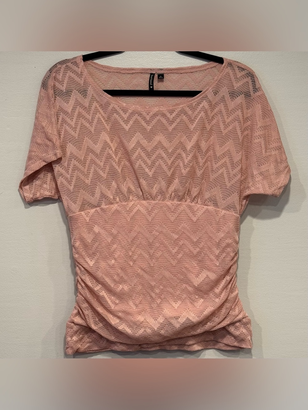 Heartsoul Chevron Ruched Short-Sleeve Top with Built-In Tank — Size XL